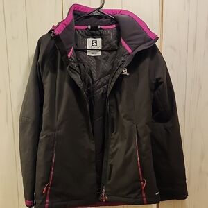Salomon Women's Ski Jacket in Black with Pink Accents